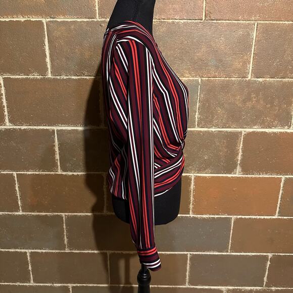 Express Red Stripe Twist Career Top Blouse Women's S Small - Picture 4 of 8